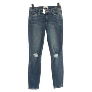 Paige Blue Verdugo Distressed Ankle Skinny Cotton Blend Denim Jeans Women Sz 28